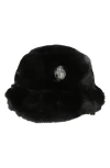 Kurt Geiger London Faux Fur Bucket Hat In Black