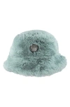 Kurt Geiger London Faux Fur Bucket Hat In Green