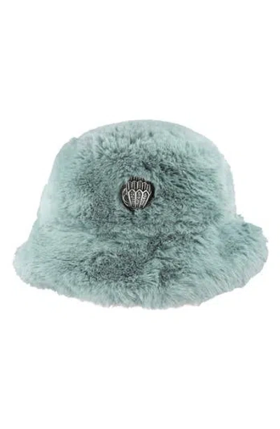Kurt Geiger London Faux Fur Bucket Hat In Green