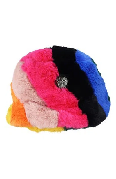 Kurt Geiger London Faux Fur Rainbow Bucket Hat In Multi