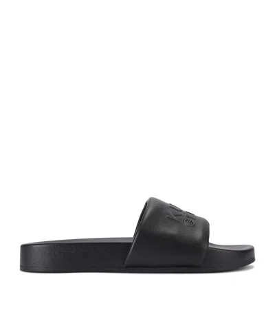 Kurt Geiger London Faux Leather Stacked Slides In Black
