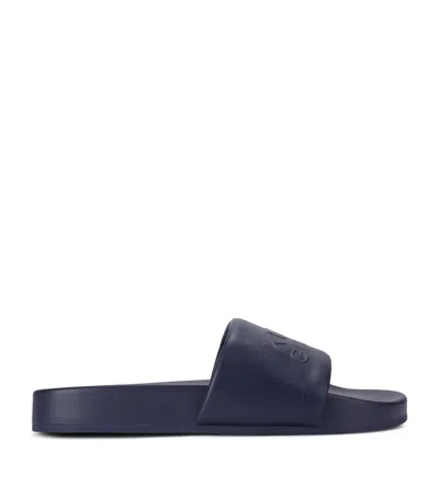 Kurt Geiger London Faux Leather Stacked Slides In Navy