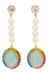 Kurt Geiger London Faux Pearl & Crystal Linear Drop Earrings In Crystal Multi