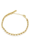 Kurt Geiger London Faux Pearl & Cubic Zirconia Flex Bracelet In Pearl