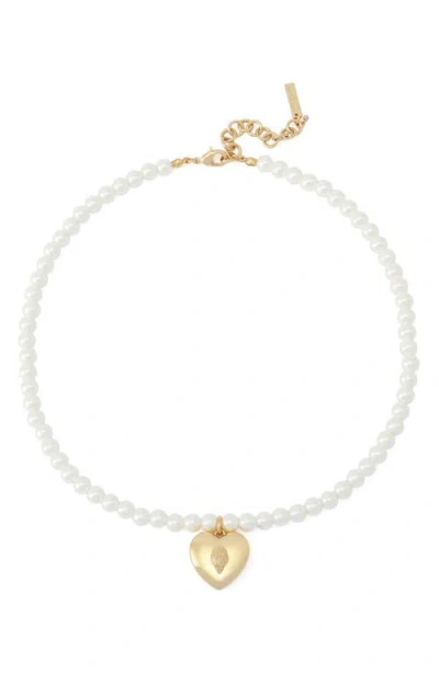 Kurt Geiger London Faux Pearl Eagle Pendant Necklace In Pattern