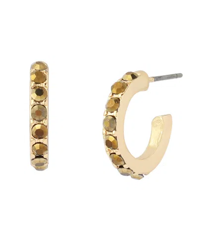 Kurt Geiger London Faux-stone Signature Huggie Earrings In Tobaz,gold