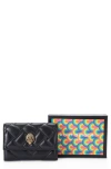 Kurt Geiger London Flap Multi Leather Trifold Card Holder In Black