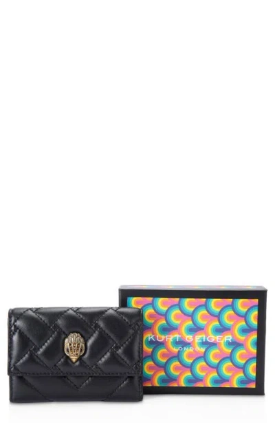 Kurt Geiger London Flap Multi Leather Trifold Card Holder In Black