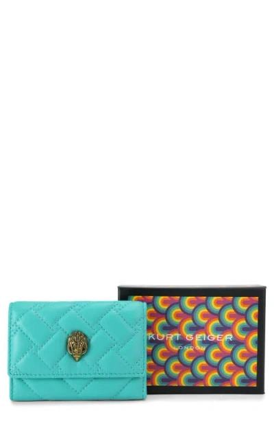 Kurt Geiger London Flap Multi Leather Trifold Card Holder In Blue