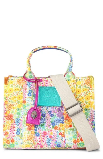 Kurt Geiger London Floral Couture Southbank Tote In Yellow Multi