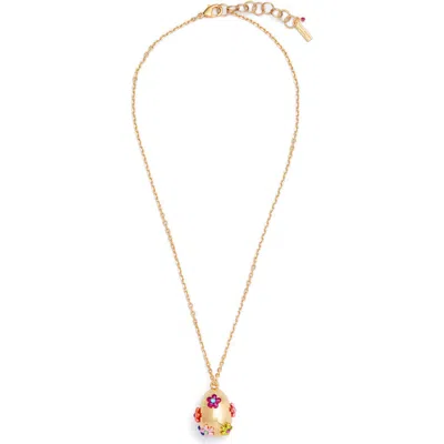 Kurt Geiger London Floral Egg Pendant Neckalce In Gold
