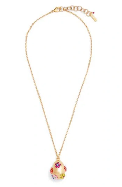 Kurt Geiger London Floral Egg Pendant Necklace In Gold