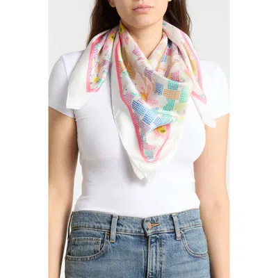 Kurt Geiger London Floral Monogram Silk Square Scarf In Multi