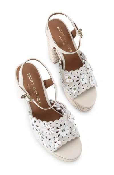 Kurt Geiger London Floral Platform Sandal In Open White