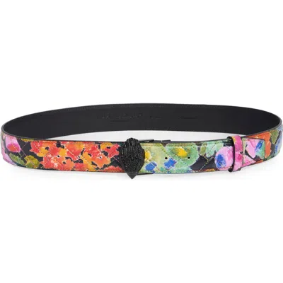Kurt Geiger London Floral Print Leather Belt In Multi