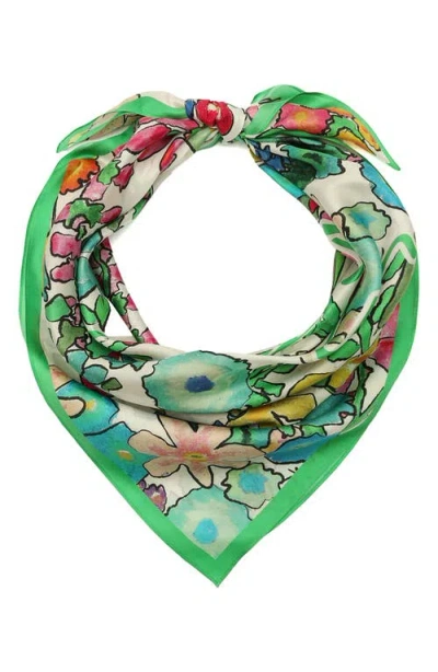 Kurt Geiger London Floral Silk Scarf In Green
