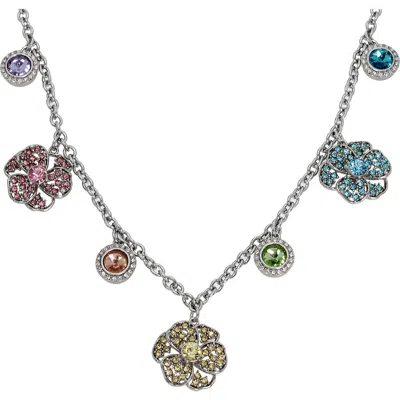 Kurt Geiger London Flower Stone Charm Necklace In Multi