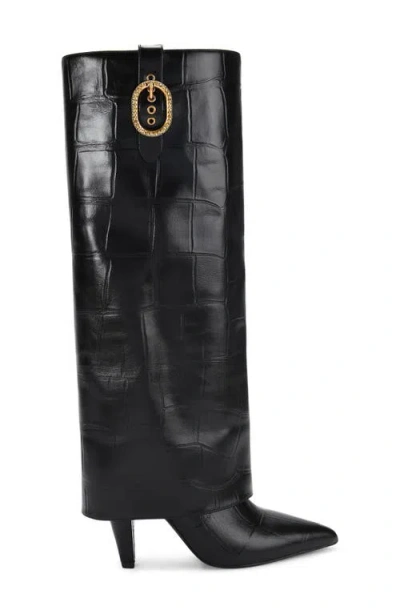 Kurt Geiger London Foldover Knee High Boot In Black
