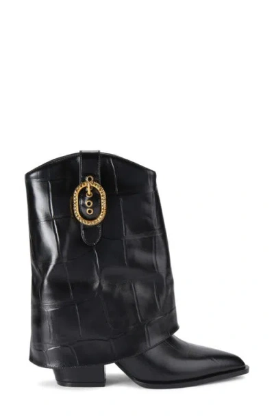 Kurt Geiger London Foldover Pointed Toe Bootie In Black