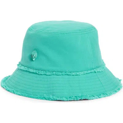 Kurt Geiger London Frayed Edge Cotton Bucket Hat In Blue