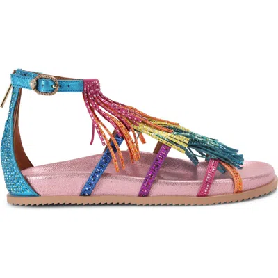 Kurt Geiger London Fringe Flat Sandal In Multi