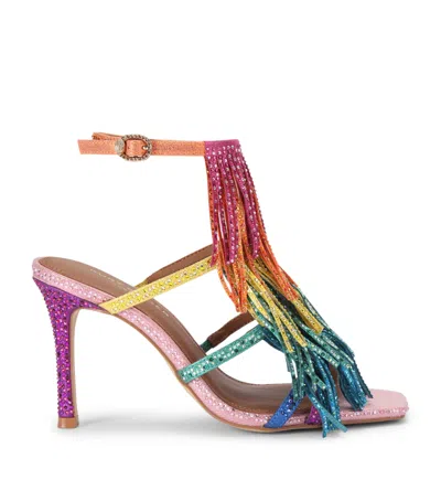 Kurt Geiger London Fringe Heeled Sandals 90 In Animal Print