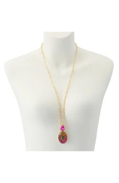Kurt Geiger London Gemstone Long Pendant Necklace In Multi