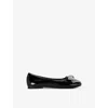 Kurt Geiger Patent Leather Mini Eagle Bow Ballet Flats In Black