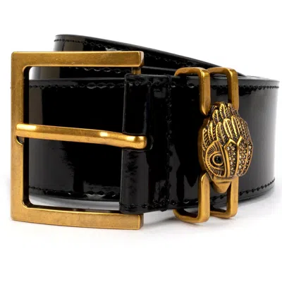 Kurt Geiger London Glossy Leather Belt In Black