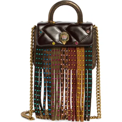 Kurt Geiger London Handle Micro Kensington Fringe Bag In Brown