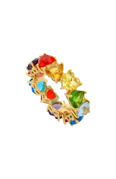Kurt Geiger London Heart Crystal Tennis Ring In Gold Multicolor