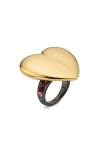 Kurt Geiger London Heart Statement Cocktail Ring In Gold
