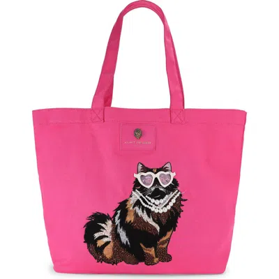 Kurt Geiger London Holborn Shopper Patch Canvas Tote In Pink