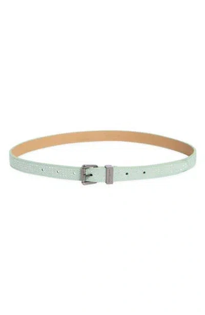 Kurt Geiger London Hotfix Rhinestone Embellished Leather Belt In Green