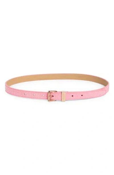 Kurt Geiger London Hotfix Rhinestone Embellished Leather Belt In Pink