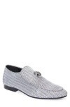 Kurt Geiger London Hugh Eagle Herringbone Loafer In Silver