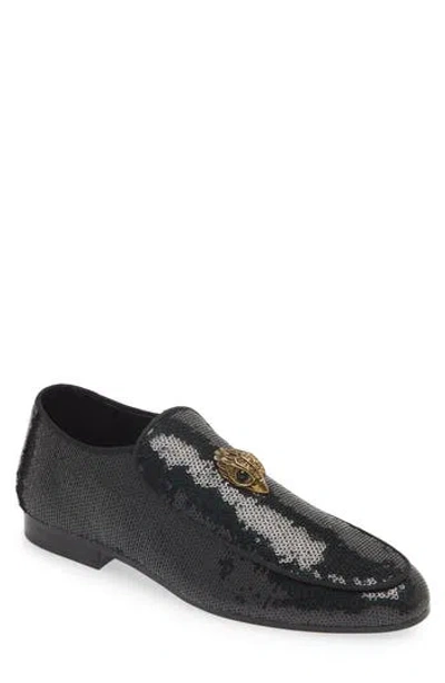 Kurt Geiger London Hugh Eagle Sequin Loafer In Black/green