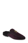 Kurt Geiger London Hugh Velvet & Faux Fur Loafer Mule In Purple