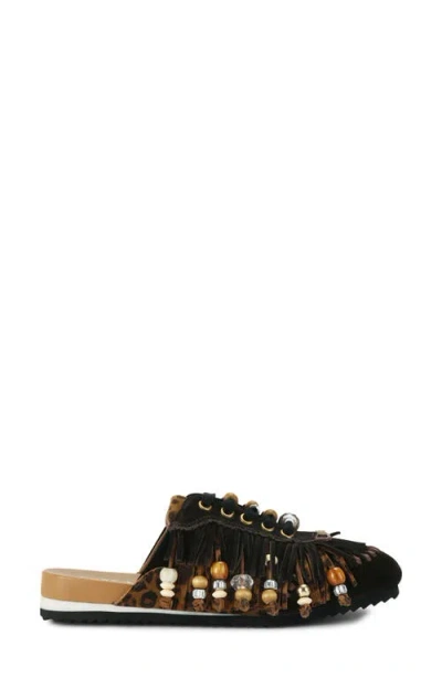 Kurt Geiger London Islington Beaded Fringe Mule In Brown