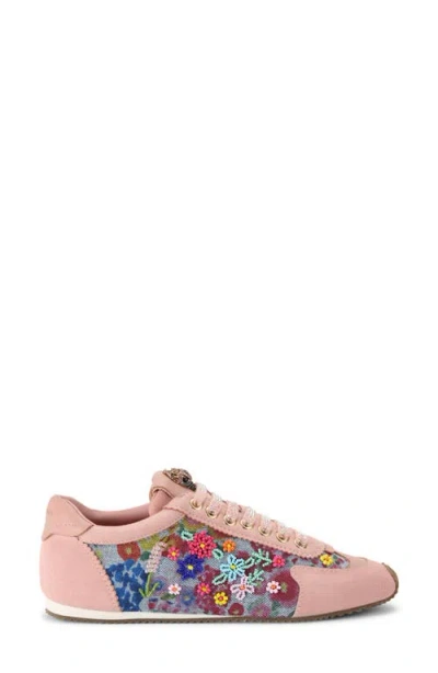 Kurt Geiger Islington Floral-print Beaded Sneakers In Pink