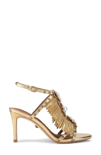 Kurt Geiger London Jewel Fringe Ankle Strap Sandal In Gold