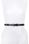Kurt Geiger London Jewel Stud Leather Belt In Black