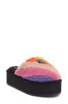 Kurt Geiger London Kenginston Faux Shearling Platform Slipper In Multi