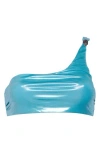 Kurt Geiger London Kensington Asymmetrical One-shoulder Bikini Top In Blue