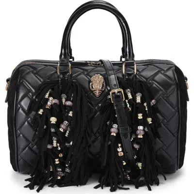 Kurt Geiger London Kensington Boston Fringe Top Handle Bag In Black