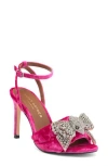 Kurt Geiger London Kensington Bow Ankle Strap Sandal In Pink Velvet
