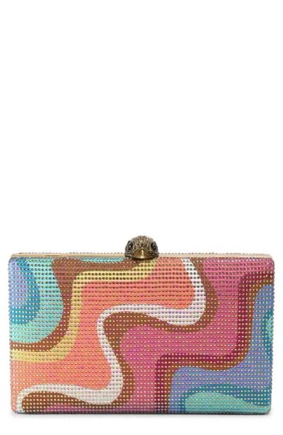 Kurt Geiger London Kensington Crystal Frame Clutch In Gold Multi Brown