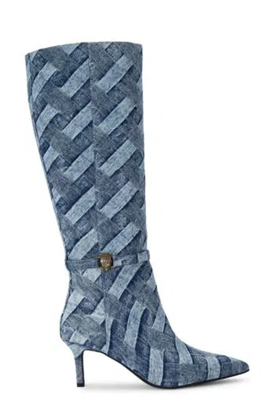 Kurt Geiger London Kensington Denim Flexi Pointed Toe Boot In Blue