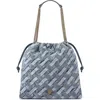Kurt Geiger London Kensington Drawstring Denim Shoulder Bag In Navy