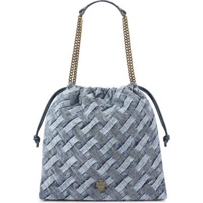 Kurt Geiger London Kensington Drawstring Denim Shoulder Bag In Navy